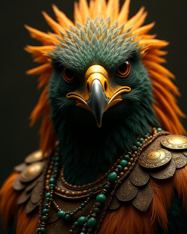 Retrato de un guerrero águila azteca con mejoras de IA