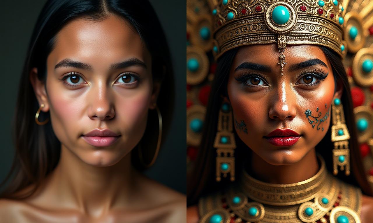 Imagen original transformada a estilo azteca por IA